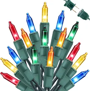 Multicolor Christmas Lights, 12.5ft 50 Count Incandescent Christmas String Lights, UL Certified Connectable Green Wire Christmas Lights for Xmas Tree, Holiday, Party, Christmas Decorations