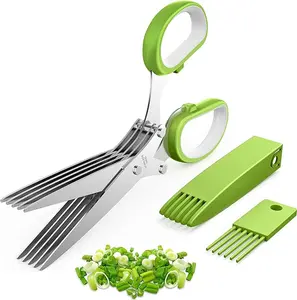 Easy-cut kitchen shears with multiple stainless blades, ideal for snipping fresh greens quickly, saving prep time and keeping herbs evenly cut.