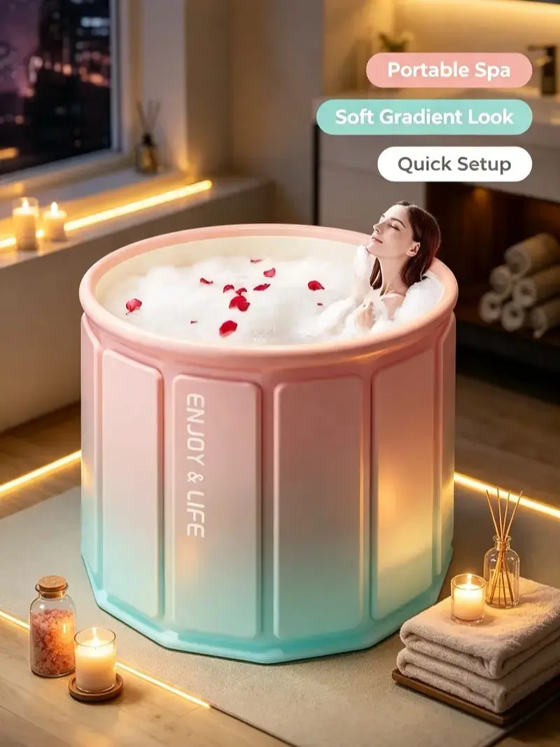 Portable Foldable Bathtub - Create Your Spa Anywhere for Adventure & Relaxation | Collapsible Adult Soaking Tub for Camping, Van Life, Apartments | Durable, Leak-Proof PVC