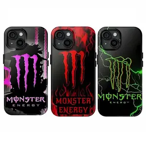 Monster Energy Drink Phone Case for iPhone 17 16 15 14 Pro Max Plus Cool Gamer Green Lightning Red Flame Shockproof Protective Aesthetic Cover Gift