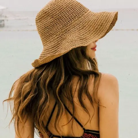 Women's Solid Color Straw Hat, Summer Outdoor Hat, Casual Outdoor Sun Protection for Women & Girls, Fashion Accessories for Traveling & Beach Vacation