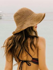 women's solid color straw hat, casual outdoor sun protection fashion matching hat for women & girls, fashion accessories for traveling & beach vacatio, travel accessory