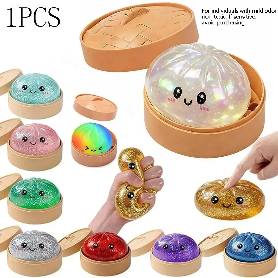 Whole set 12pcs Liberty Dumpling Glitter Dumpling Squishies Toy Gift Box, Mystery Box, 3pcs Dumpling Squishy, Squishy Fidgets, Independence Day, Colorful Stress Balls Fidget Sensory Toy Desk Toys for Kids Adults, Unique Favor Gift for Mum,Dad