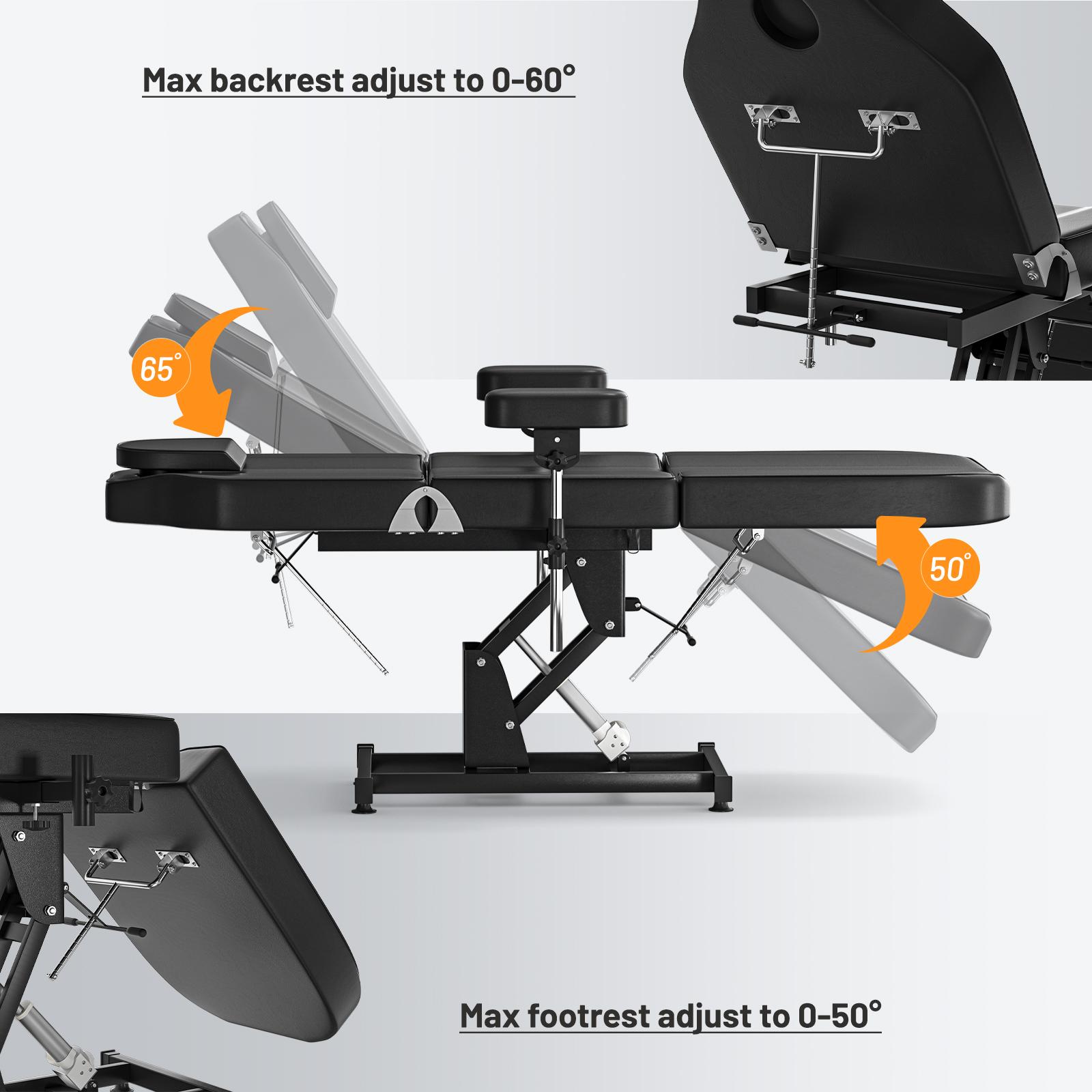 Tattoo Chair Bed for Client with Storage Trays Stool Facial Bed Esthetician Bed Chair