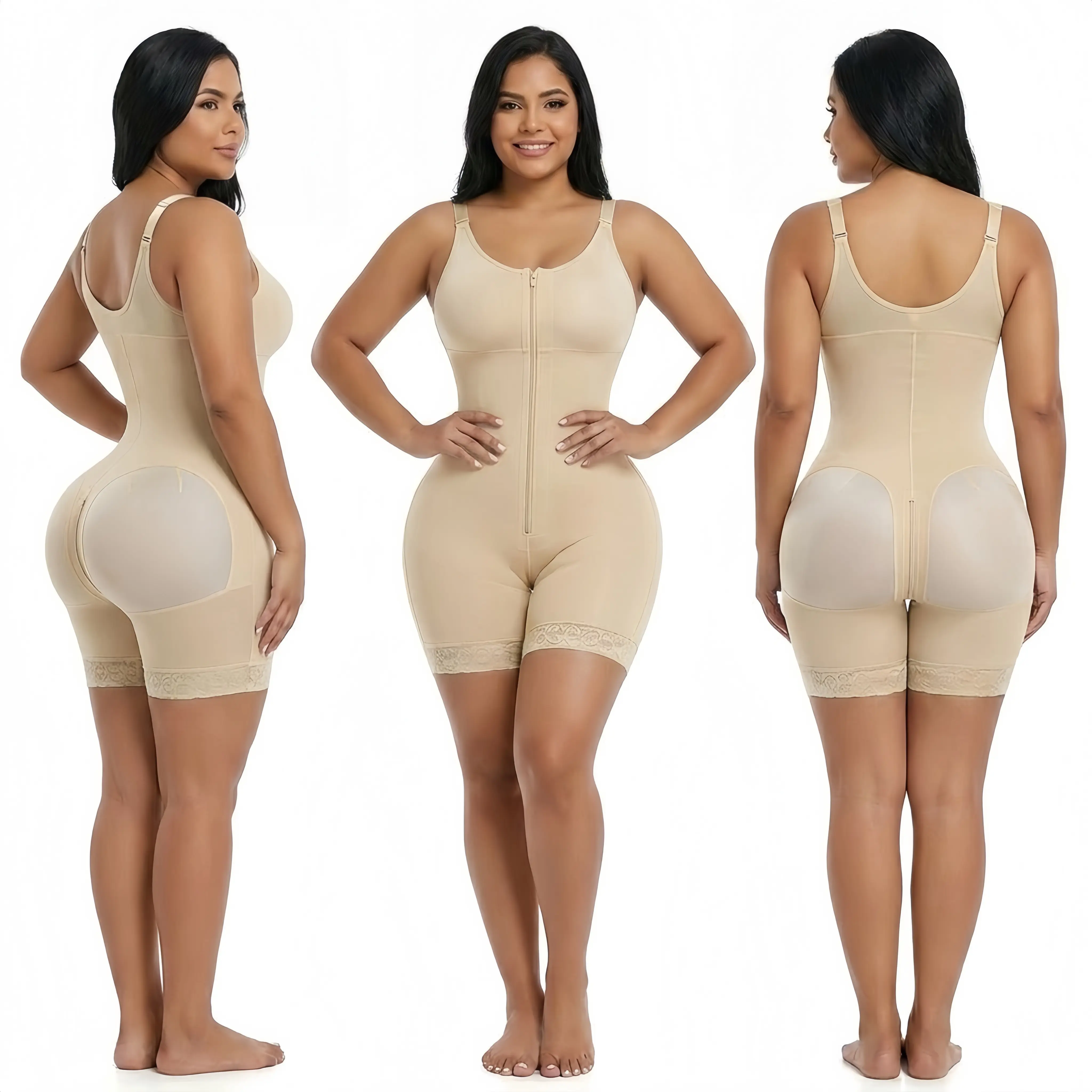 Fajas Colombianas Open Bust Bodysuit Shapewear for Women, Comfortable Tummy Control & Butt Lifter with Adjustable Straps, Zipper Crotch for a Custom Fit, Fabric