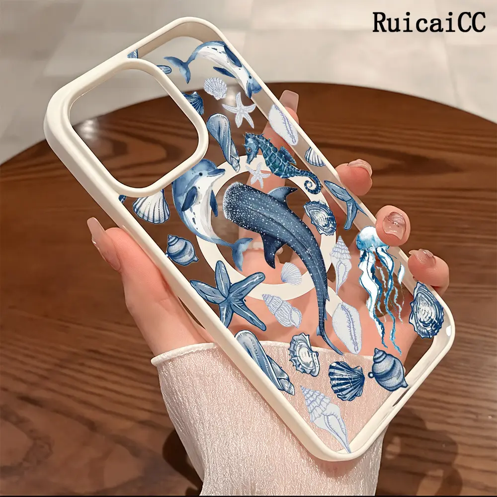 Premium Magnetic Phone Cases for iPhone11/12/13/14/15/16//17/Air/promax/Plus Ocean-themed dolphins, whale sharks y2k cased MagSafe Ready, Anti-Fall, Springtok and Ultra-Thin Design | Perfect for Everyday Use Protector Screen Protector Aesthetic Resistance