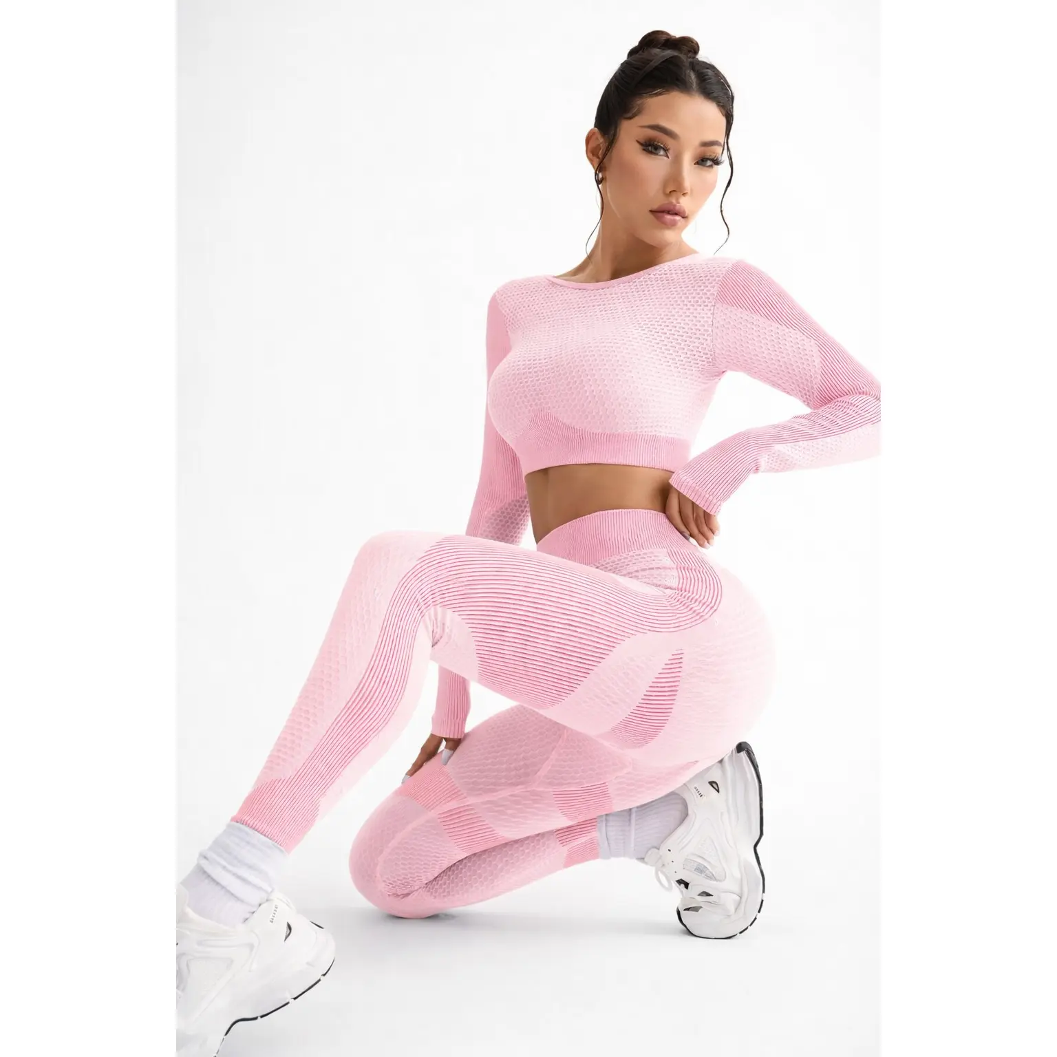 2pcs Hot-selling New Sports Tight Running Breathable Seamless Yoga Suit Women's Outdoor Fitness Suit Women's