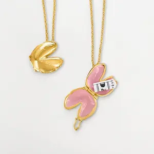 Medium Fortune Cookie Locket (Blush) - Gold