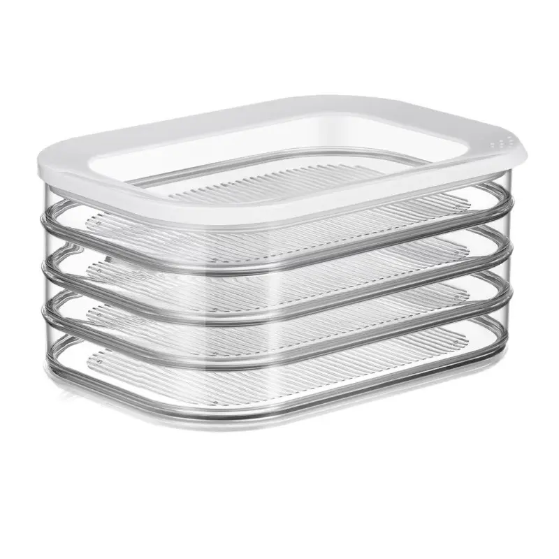 Transparent Durable Plastic Food Storage Containers Set, Clear Container, Stackable Refrigerator Organizer, Multi-Functional Kitchen Bins, 1-4 Layers Available