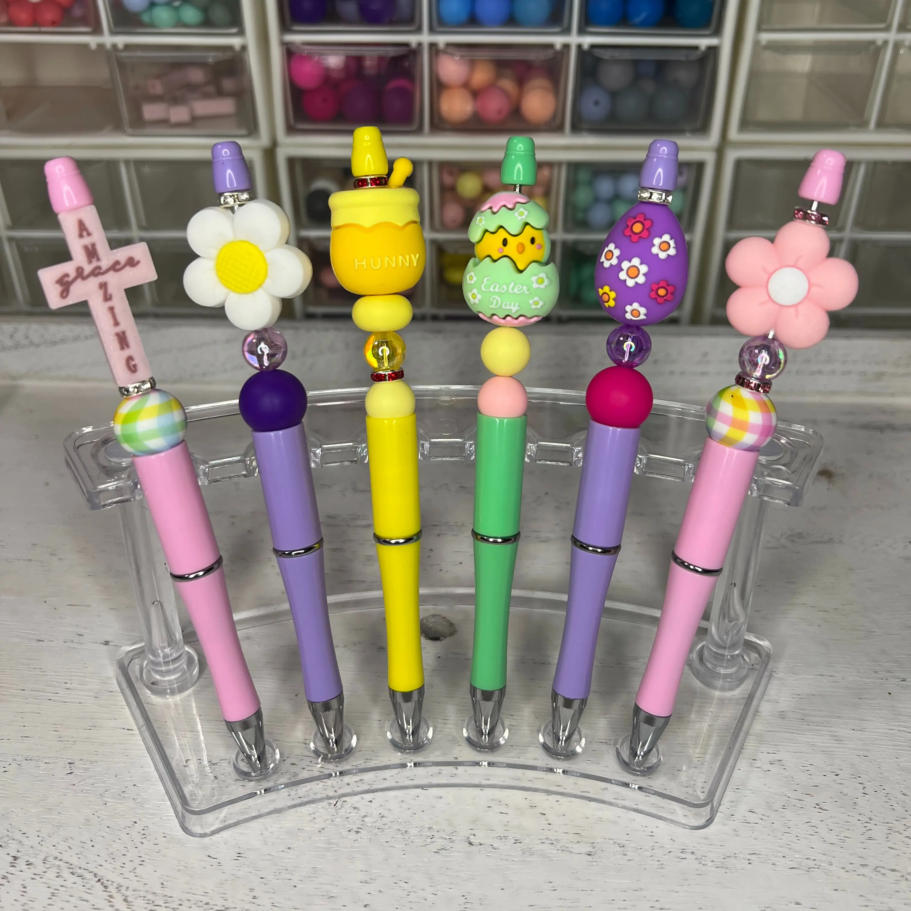 LIVE Beaded Pen Claim - Custom Made Pen with Premade Options or Custom Design, Choose from Various Bead Colors and Designs