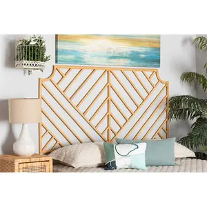 212 MAIN Queen-Size Modern Bohemian Rattan Wall Mount Headboard - Natural Brown, 63.8x34.3x2 in. - Baxton Studio Giza Indoor Furniture