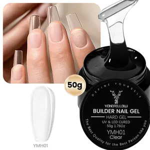 YOKEFELLOW Builder Nail Gel YMH01 50g 1.76oz Clear HEMA-free TPO-free Self Leveling Hard Gel Nail Extension Gel UV LED Lamp Cured for Healthy Nails Easy for Beginners