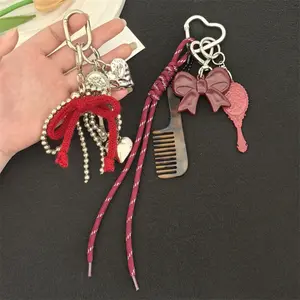 Creative & Stylish Heart-and-Bowknot Keychain — Woven Rope Bag Charm & Versatile, Personalized Accessory