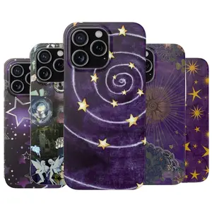 Whimsical Starry iPhone Case, Y2K Aesthetic Phone Case, Trendy Whimsical Galaxy Case, Star Spiral Celestial Phone Cover for iPhone 17 Pro Max 17 Air 17Pro 16 15 14 13 12 11 Pro Max & Samsung S21 S22 S23 S24