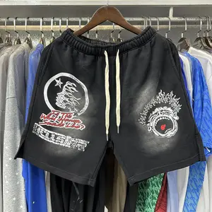 Men's Summer Niche High-Street Style: Versatile, Retro-Inspired, and Trendy. Featuring a Natural, Distressed Wash and a Distinctive Aesthetic—Personalized Fashion Design in Casual Mid-Length Shorts and Beachwear.