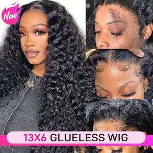 Yawawe Hair 13x6 Wear Go Glueless Water Wave Full Lace Frontal Wigs Preplucked Precut Deep Wave Human Hair Wigs Ready To Go Pre Cut Lace Easy Install HD Lace Wigs for Women Beginnner Friendly