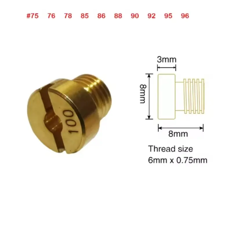 Carburetor Main Jet For Dellorto PHBH PHBL FRD PHF VHB VHSH Injector Nozzle Size 55-145 Kit 10 Pcs Set M6 6mm Thread