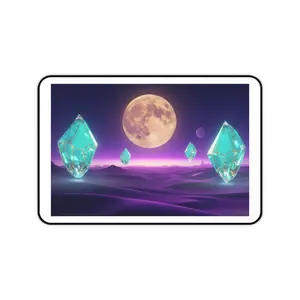 Floating Crystal Energy Moon Desk Mat | Celestial Crystal Mousepad