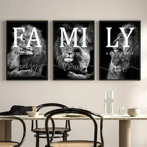 3 Count/Set Lion & Letter Pattern Unframed Poster Hanging Wall Art Poster, Creative Wall Decor for Home Living Room & Bedroom & Office