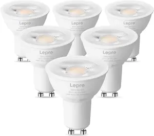 Lepro GU10 LED Bulb Dimmable, 50W Halogen Equivalent Light Bulbs, 5.5W 3000K Soft Warm Light Replacement for Recessed Track Lighting,40°Spotlight for Kitchen Range Hood Living Room & Bedroom, 6 Pack downlights
