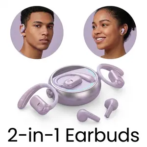 2-in-1 Clip-On In-Ear Bluetooth Earphones, Rotating Ring Wireless Sports Earbuds with Noise Reduction
