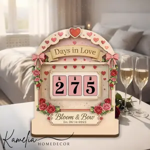 Personalized Days In Love Tracker, Custom Books Tracker Sign, Romantic Valentine's Decor, Gift For Lover Book, Bookish Home Decor
