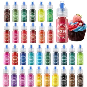 33  Edible Liquid Food Coloring Set - 0.25 fl. oz. Bottles Food Grade Dye for Baking, Cake ,Dessert,Macarons, Icing, Fondant & Cooking - Vibrant Food Pigment for Mother's day,Christmas, Easter, Birthday DIY