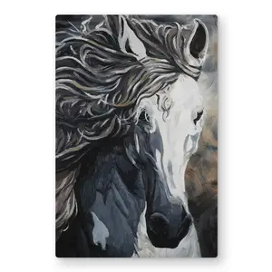 Begin Home Decor C1MP2436J66OPT 24 x 36 in. Front Wild Horse - Farmhouse Animals Metal Print Wall Art - Decor