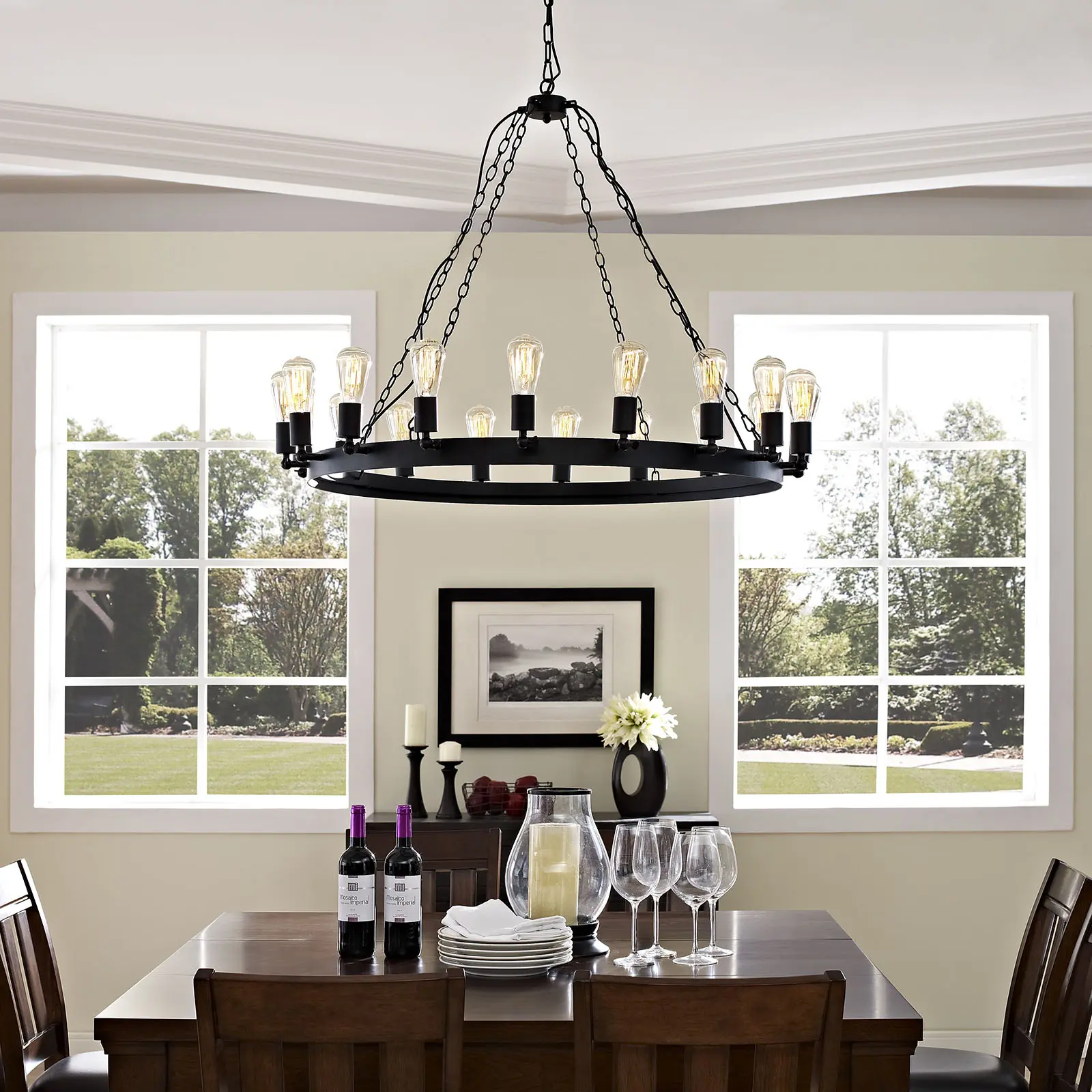 Modway Teleport 43" Chandelier in Brown