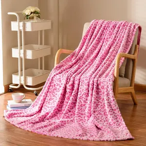 3D Leopard Flannel Fleece Throw Blanket, 280 GSM Lightweight  Blanket for Couch Sofa Bed, Super Soft Cozy Warm Blankets, 50x60 inches, Pink