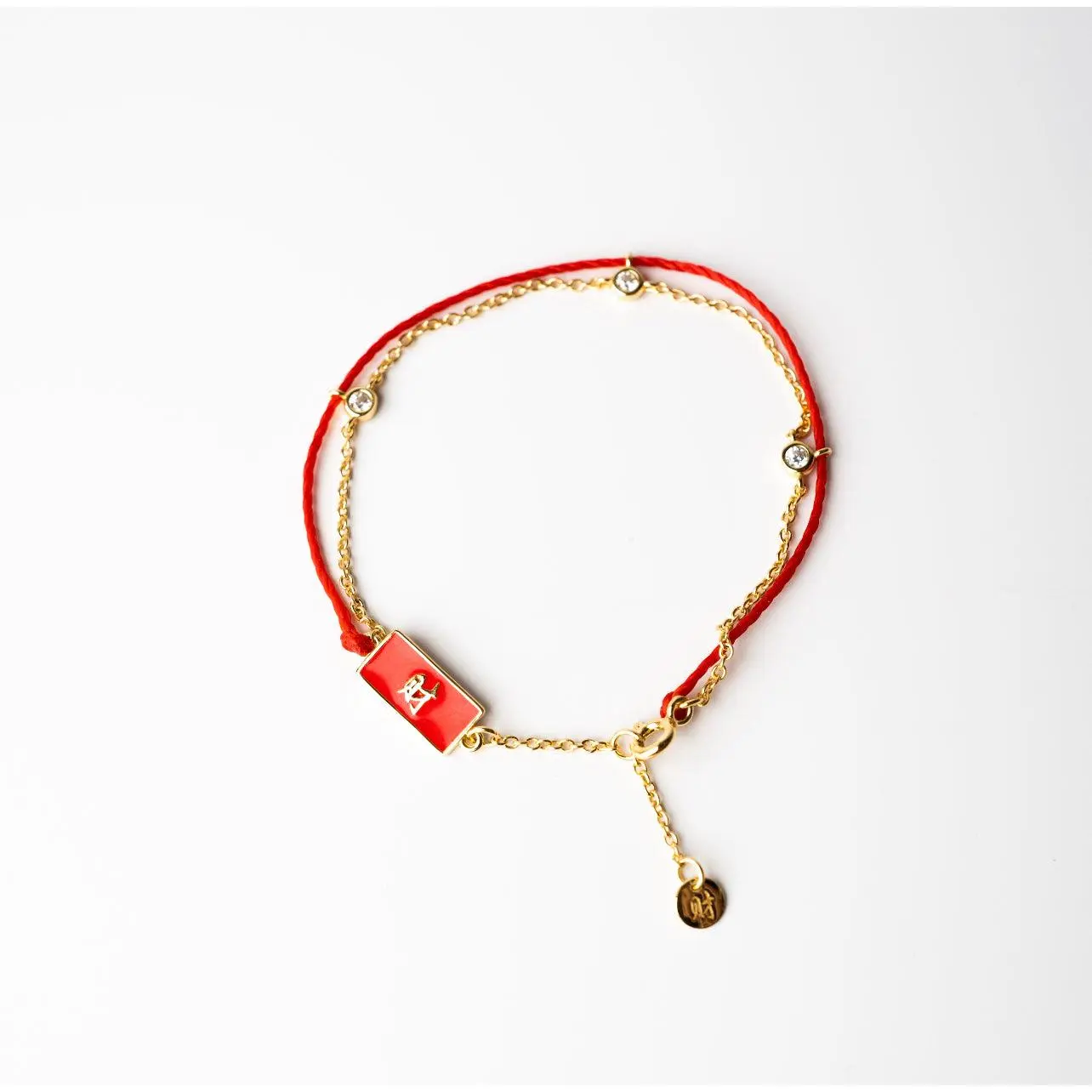 Gold Red String Good Luck Bracelet
