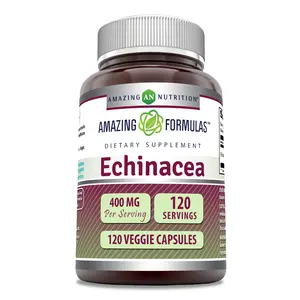 Amazing Formulas Echinacea 400 Mg | 120 Vegetarian Capsules | Non-GMO | Gluten-Free | Made in USA