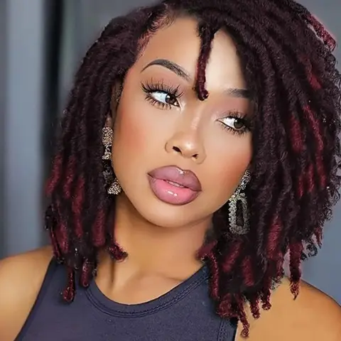 Short Afro Curly Twist Wigs, Synthetic Soft Wigs, Afro Curly Braided, Crochet Braids for Cosplay, Anime or Costume Party, Striking Natural Fluffy Hair Wigs with Bangs for Daily & Party Hairstyle Decoration, Synthetic Fiber Wig