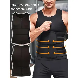 Men Sauna Sweat Vest, Waist Trainer Vest, Sauna Suit Double Sweat Belt Shapewear for Gym Workout Exercise Zipper Neoprene
