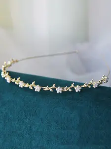 Women's Elegant Pearl Flower Hairband, Rhinestone Design, Sparkling Touch, Perfect Valentine's Day Gift, Stylish Headwear for Special Occasions