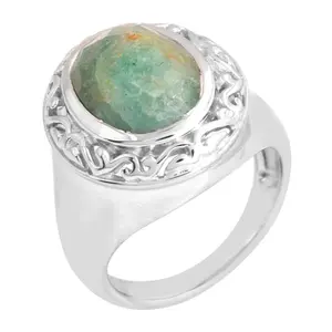 Affinity Gems Dyed Emerald Solitaire Ring, Sterling