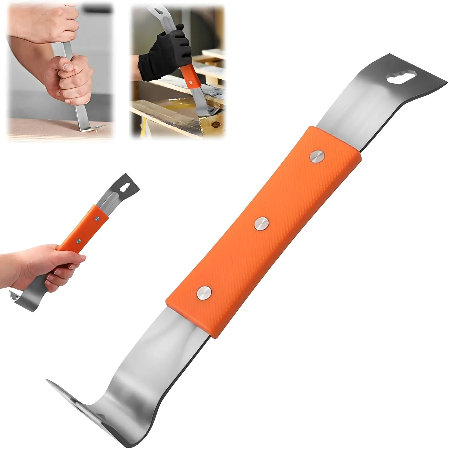 multipurpose pry tool,Premium Stainless Steel Woodworking Tool with Built-In Nail Puller, Scraper Edge,Durable Rust-Resistant Construction for Door Installation,Timber Framing,DIY Pros,Hand Tools