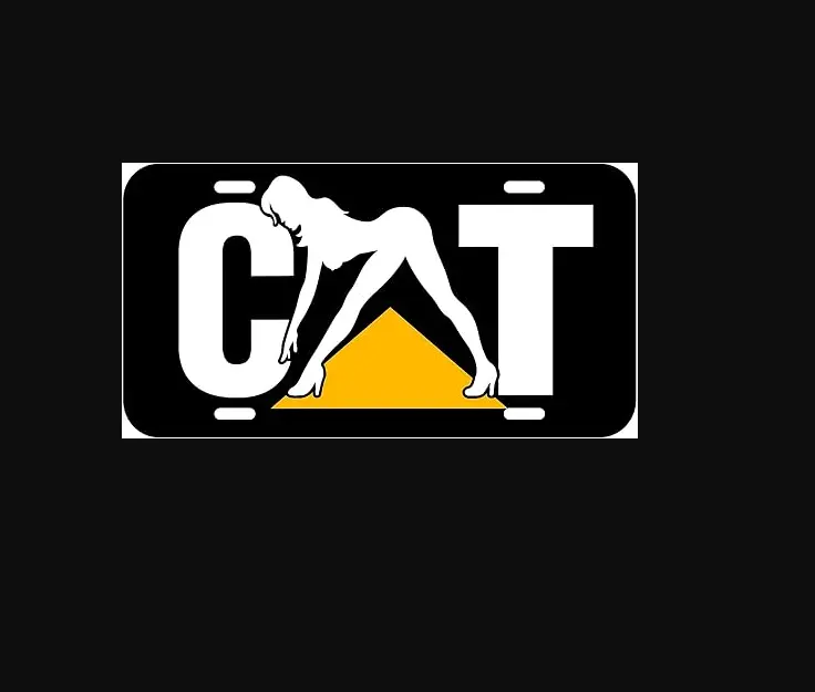 Funny Black Decorative License Plates for Caterpillar Cat Fan Beautiful Sexy Girl for Playboy Garage Decor for Men Decorative