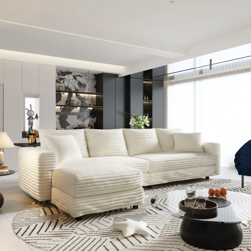 Beige + 4 Seat + 1 Ottomans