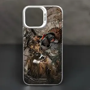 High Quality Camouflage Deer Forest Pattern Phone Case Protective Suitable for Samsung GALAXY S25 ULTRA S24 Plus S23 Fe , Compatible with iPhone 17 AIR 16 Promax 15 pro max case 14, iphone 13 cases Protective Black Cover for Both Men And Women Gift.