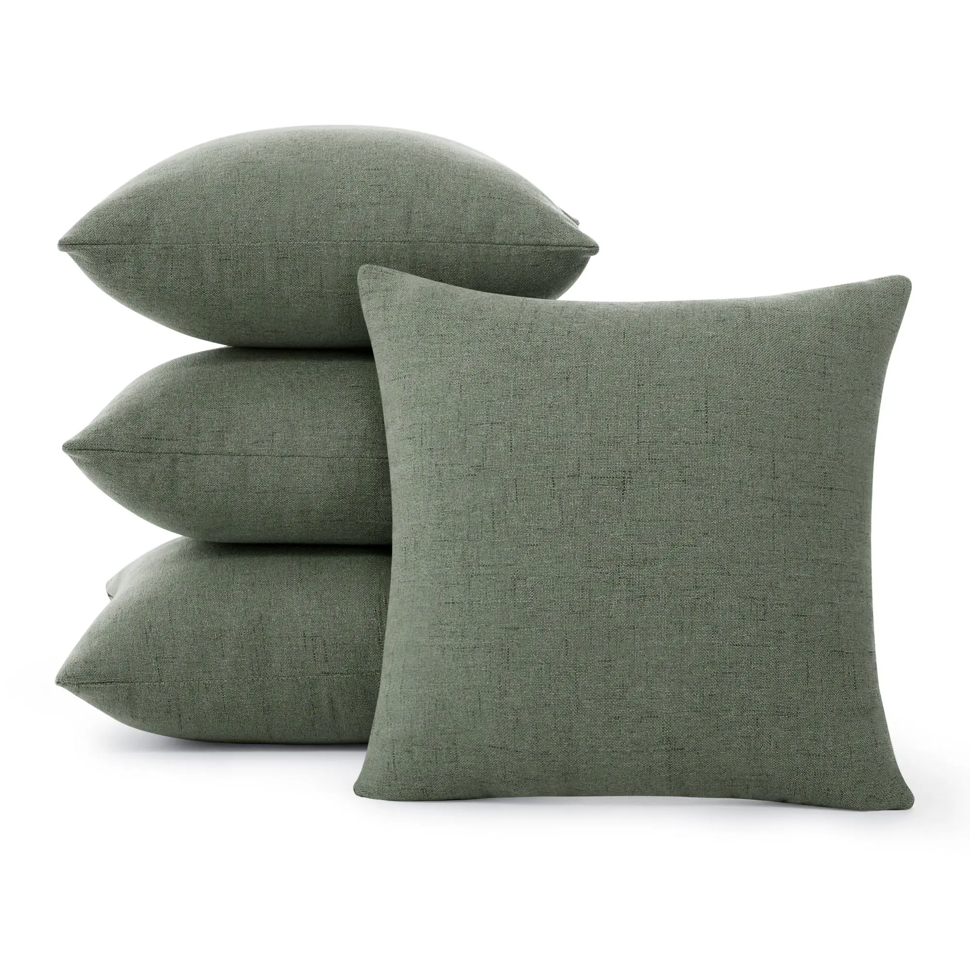 Deconovo Faux Linen Decorative Pillow Cases - Handmade Cushion Covers, Cushion Slipcovers for Bed Throw Pillows, 18x18 in, Federal Blue, Set of 4