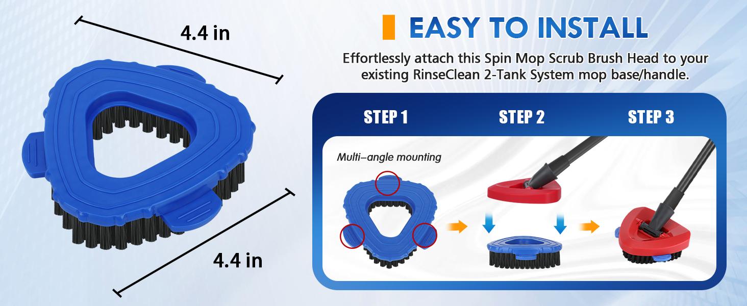 For O-Cedar Rinse Clean 2 Tank System Spin Mop Scrub Brush Head Replacement O cedar Scrub Brush Attachment 2 PC Scrubber Mop Head for Bathroom Kitchen