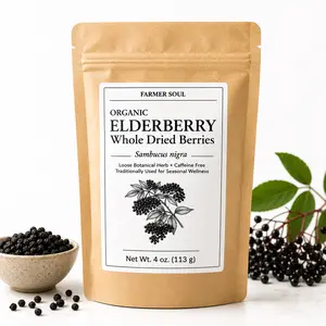 Organic Elderberry Herbal Tea | Whole Dried Berries (Sambucus Nigra) | Immune Support (Caffeine-Free)