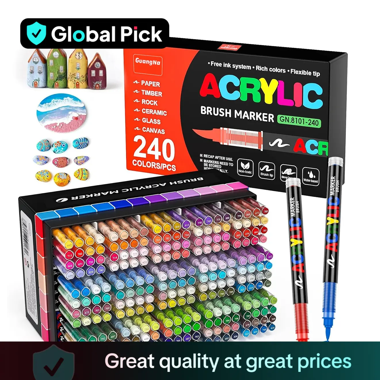 Acrylic Paint Marker Pen, 1 Set 12/24/36/48/72/120/168 Colors Liquid Acrylic Paint Pens, Art Supplies Color Acrylic Markers for Canvas Rock Painting W