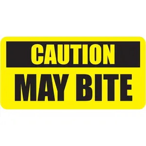 300 May Bite Stickers, 1 x 2 Inch Caution Bright Yellow Warning Labels for Veterinary Halloween Theme Anyone Who Love to Bite Risk Safety Label Stickers - 1 Pack of 300