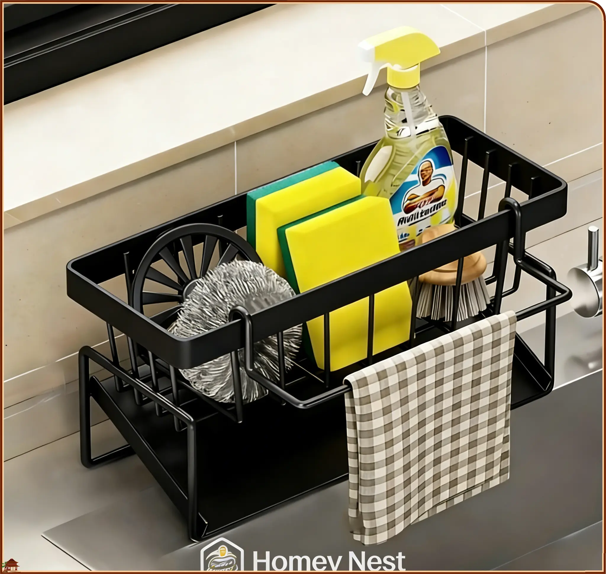 2026 Upgraded Version Kitchen Sink Corner Sponge Drain Rack  Sink Caddy ultitunctional Durable Cleaning Tool Organizer Storage RackDish Soap Dishdoth Brushes Holder for Kitchen & Bathroom