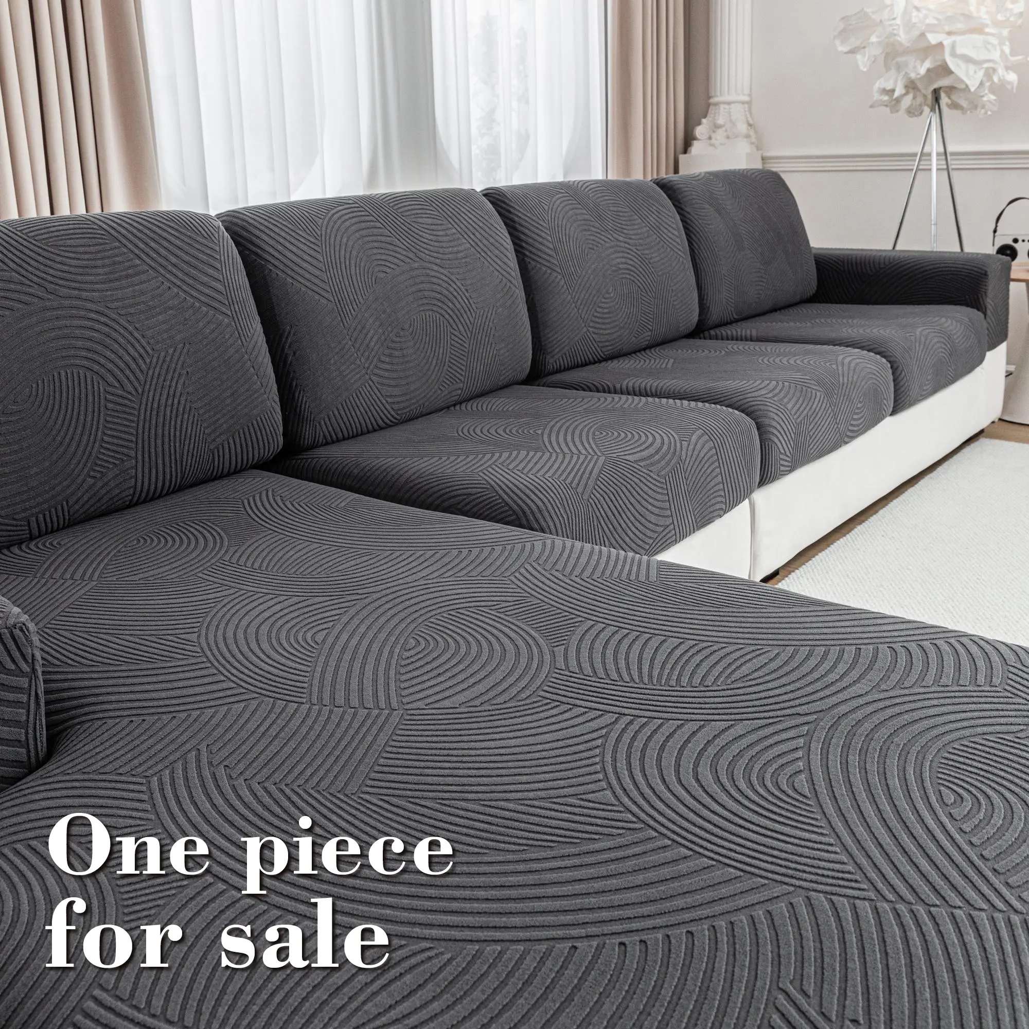 1 Count Elastic Sofa Seat Cover, Elastic Sofa Slipcover, Modern Anti-Slip Sofa Couch Covers, Universal Fit for L-Shaped and 1–4-Seater Sofas, Living Room Protection
