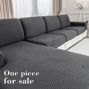 1pc Elastic Sofa Cushion Cover, Modern Geometric Design, Non-Slip Living Room Protector, Durable Reusable for L-Type and 1234 Seat Sofas, Sofa Slipcover
