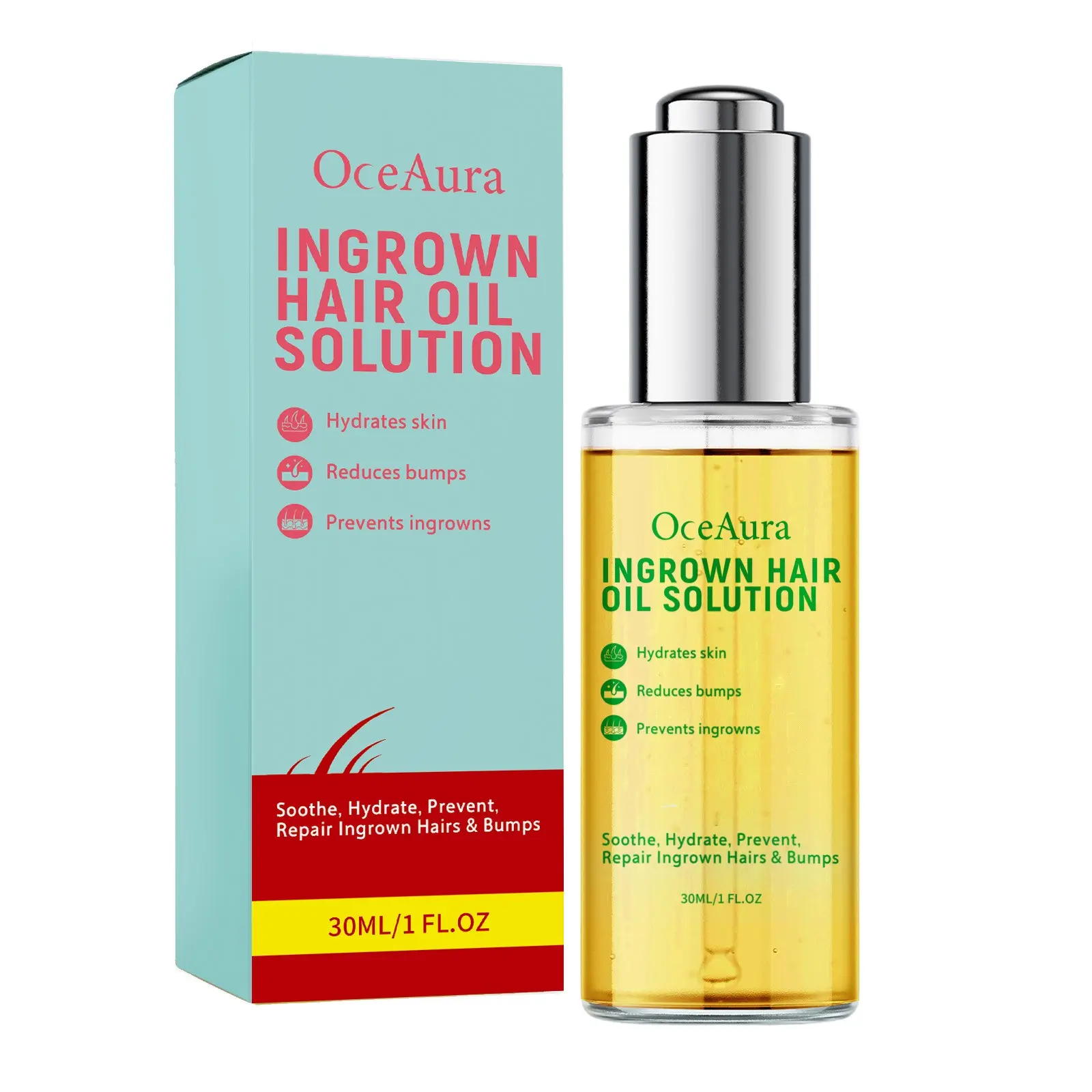 OceAura Skin Soothing Oil Gentle Formula Moisturizing Refreshing Body Care Oil After Wax Oil Ingrown Hair Oil Solution Prevents Ingrowns After Hair Removal