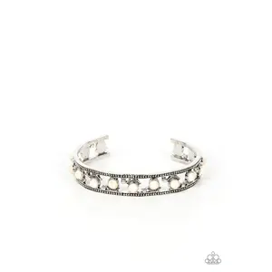 Badlands Bliss - White Stone Silver Cuff Bracelet - Paparazzi